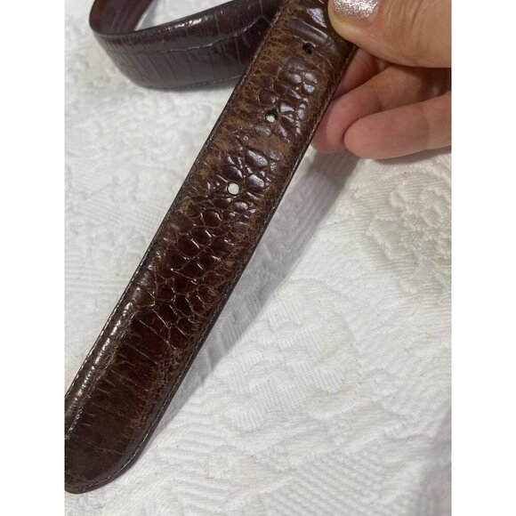 Coach Brown Leather Embossed Belt With Brass Buckle Size 32 - Picture 3 of 7
